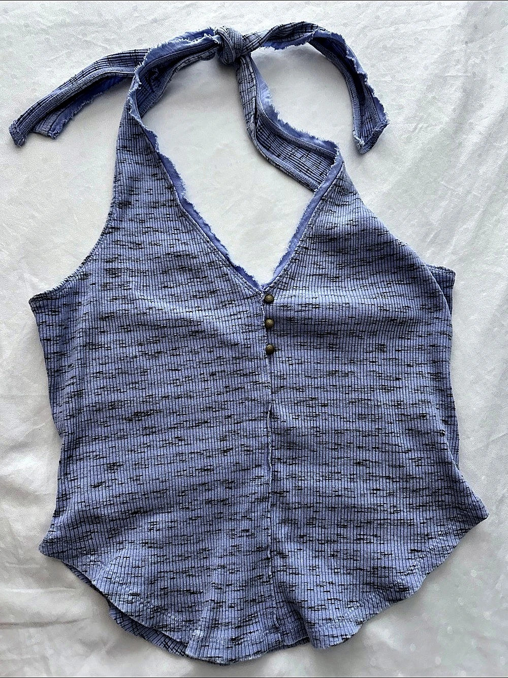 Pilcro Henley Halter Top Blue Size Large